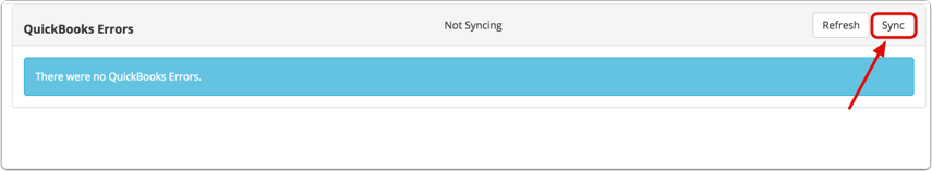 This is where you can do a manual sync of your zrware™ data to Quickbooks. &nbsp;You also can see any errors that occur during the sync. 
